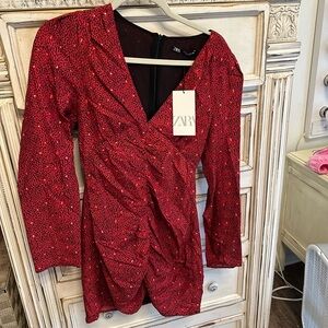 Zara Red Wrap Bodycon Dress